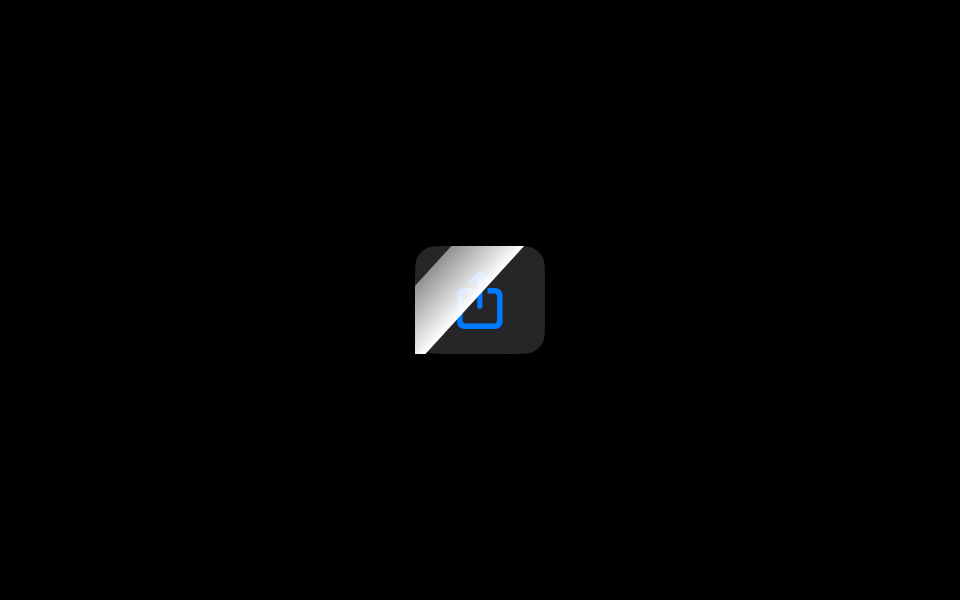 A Share button with only an icon as its label and a shimmer effect.