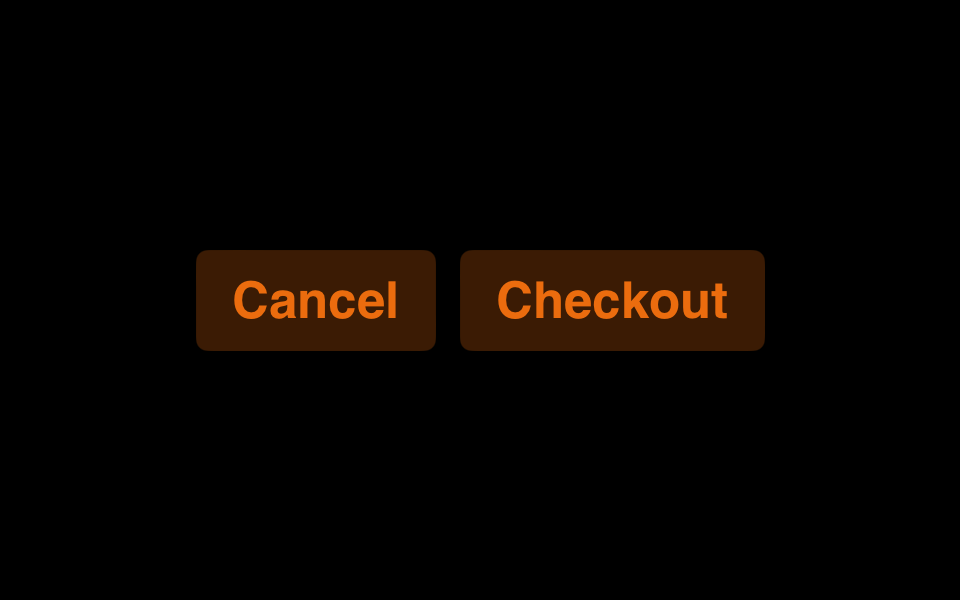 Two bordered buttons with a custom font, border radius, and color.