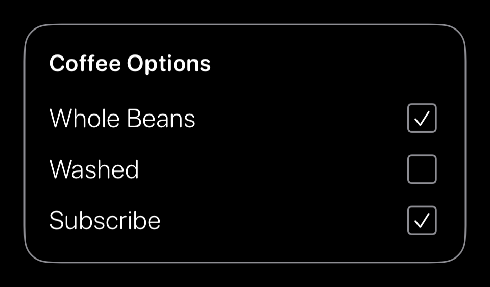 A group with three checkboxes.