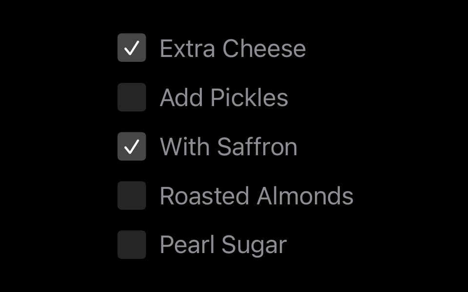 A list of disabled checkboxes, where two are checked, indicated by a white checkmark on a gray background.