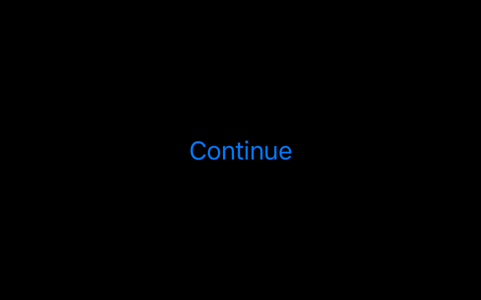 A plain SwiftUI button with a blue label saying Continue.